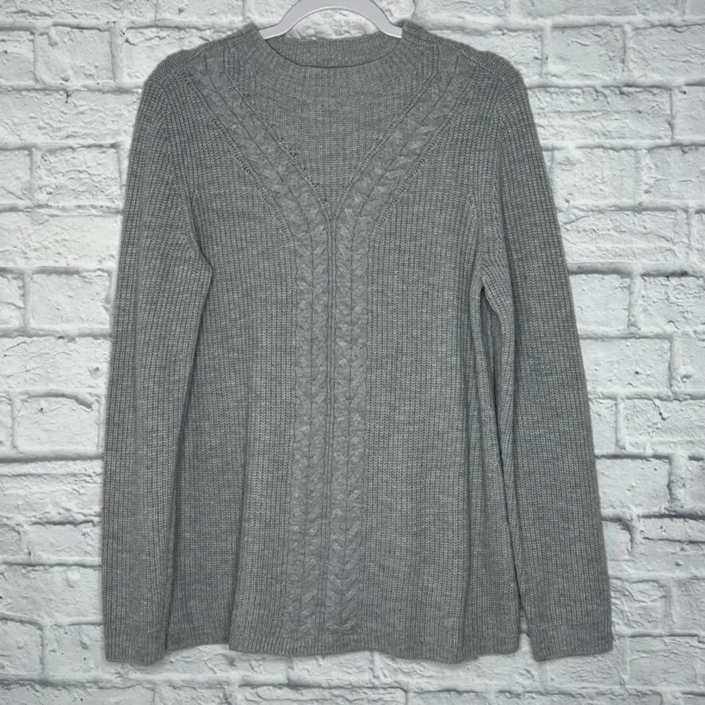 Talbots Gray Knit Nylon Wool Blend Long Sleeve Pullover Sweater Large